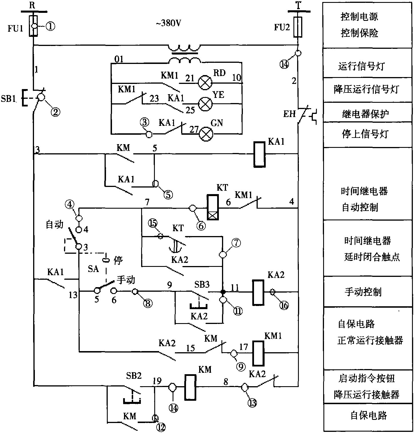 三、手動(dòng)與自動(dòng)控制的自耦降壓?jiǎn)?dòng)控制電路之三